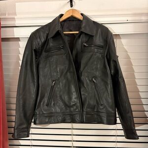 Unisex Black Leather Jacket
